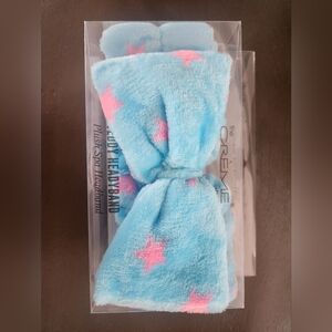 Creme Plush Blue and Pink Star Headband